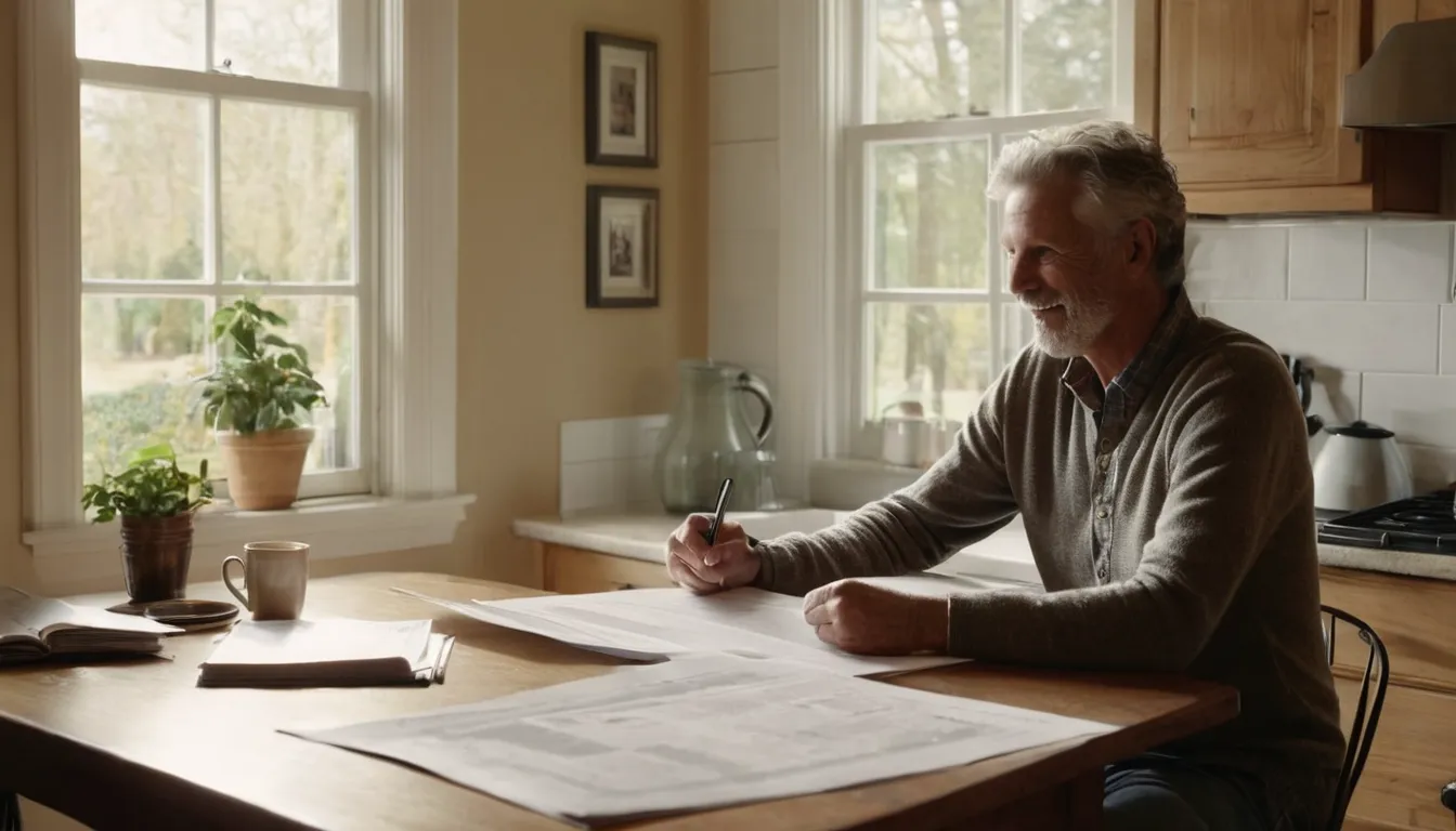 A homeowner reviewing remodel plans at a kitchen table in the Trenton area